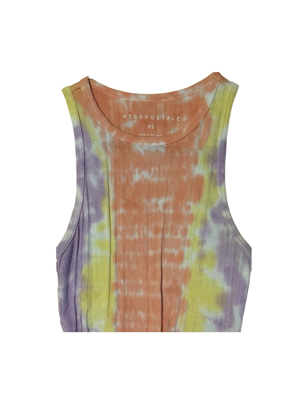 Aeropostale Tie-Dye Ribbed Crop Tank - Orange Multi
